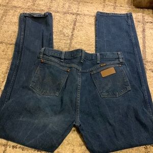 Mens dark wash wranglers